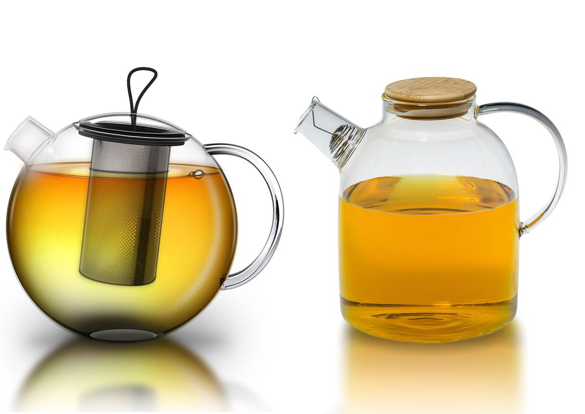 Teiere vetro colino tè aperto erbe frutta Sanovital Lana negozio bio